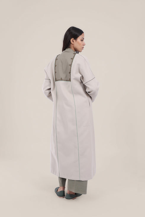 Embroidered Wool long Coat